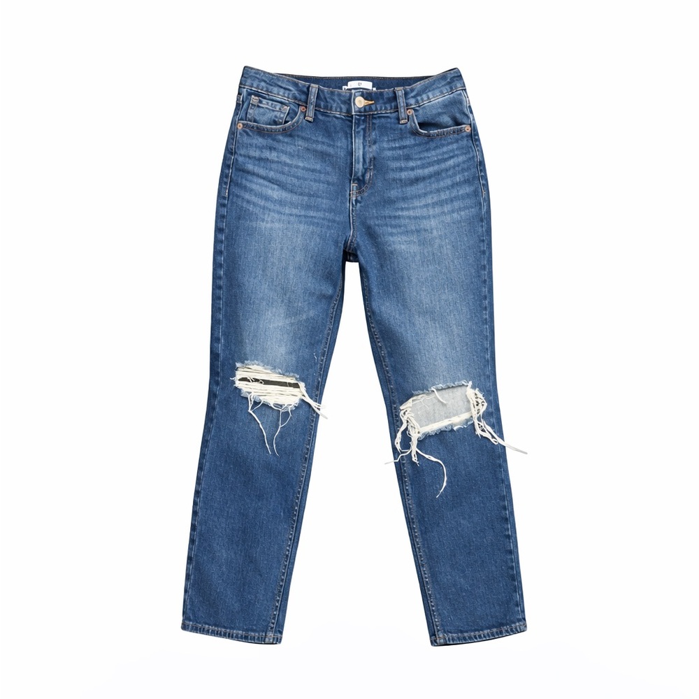 Old Navy Womens Mid-Rise Boyfriend Straight Ripped Jeans Sz 10 Med Wash​​